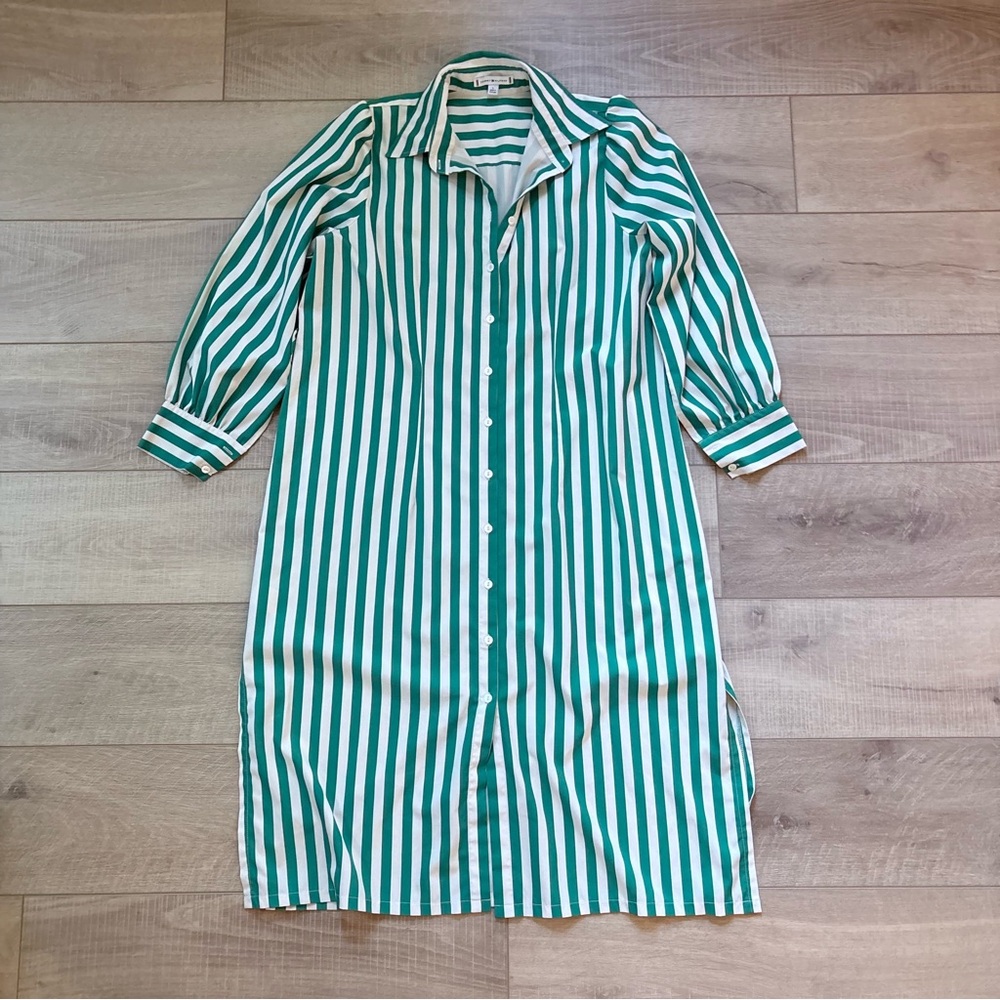 Green Striped Button-Down Dress - Picture 2 of 6